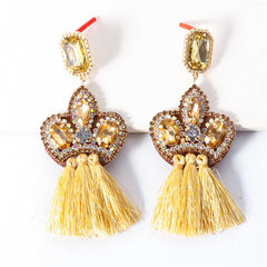 Champagne Crystal & Cubic Zirconia 18K Gold-Plated Radiant-Cut Tassel Drop Earrings
