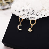 Cubic Zirconia & 18K Gold-Plated Moon & Star Drop Earrings