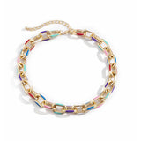 Blue Enamel & 18k Gold-Plated Cable Chain Choker Necklace