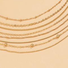 Stunning 18K gold-plated bead chain necklace set with multiple strands, designed to elevate your jewelry collection.
