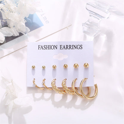 Cubic Zirconia and 18K Gold-Plated Twist Earrings Set, gold stud earrings for women, elegant gift for her, side view