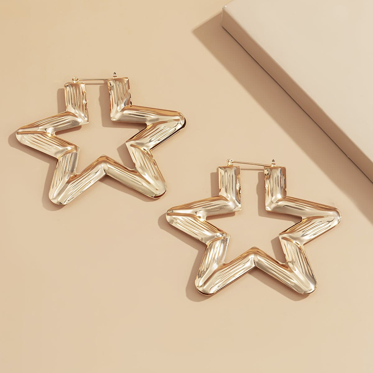 18K Gold-Plated Star Hoop Earrings, dainty minimalist design, styled look