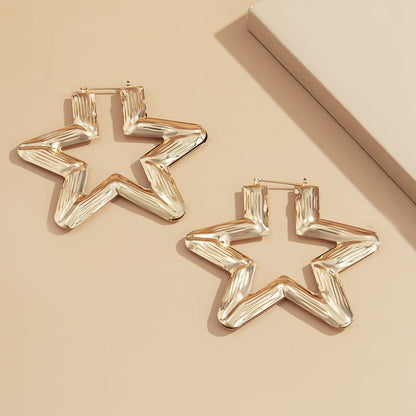 18K Gold-Plated Star Hoop Earrings, dainty minimalist design, styled look