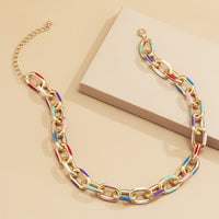Blue Enamel & 18k Gold-Plated Cable Chain Choker Necklace