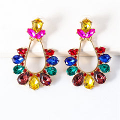 Colored Crystal & 18K Gold-Plated Drop Earrings