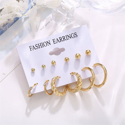 Cubic Zirconia and 18K Gold-Plated Twist Earrings Set, gold stud earrings for women, elegant gift for her, lifestyle look