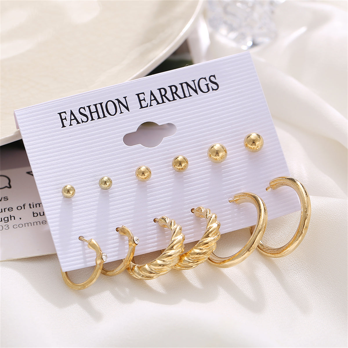 Cubic Zirconia & 18K Gold-Plated Twist Earrings Set