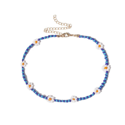 Blue Howlite and 18K Gold-Plated Floral Station Choker Necklace, gold pendant necklace for women, lifestyle look