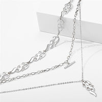 Silvertone Flames Layered Pendant Necklace