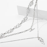 Silvertone Flames Layered Pendant Necklace