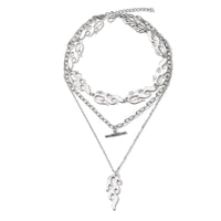 Silvertone Flames Layered Pendant Necklace