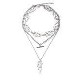 Silvertone Flames Layered Pendant Necklace