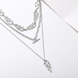 Silvertone Flames Layered Pendant Necklace