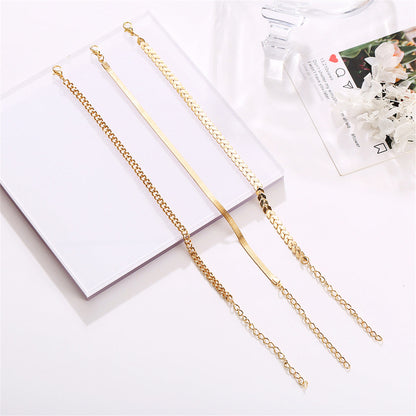18K Gold-Plated Chain Trio Anklet Set, jewelry gift sets for women, vintage-inspired design, lifestyle look