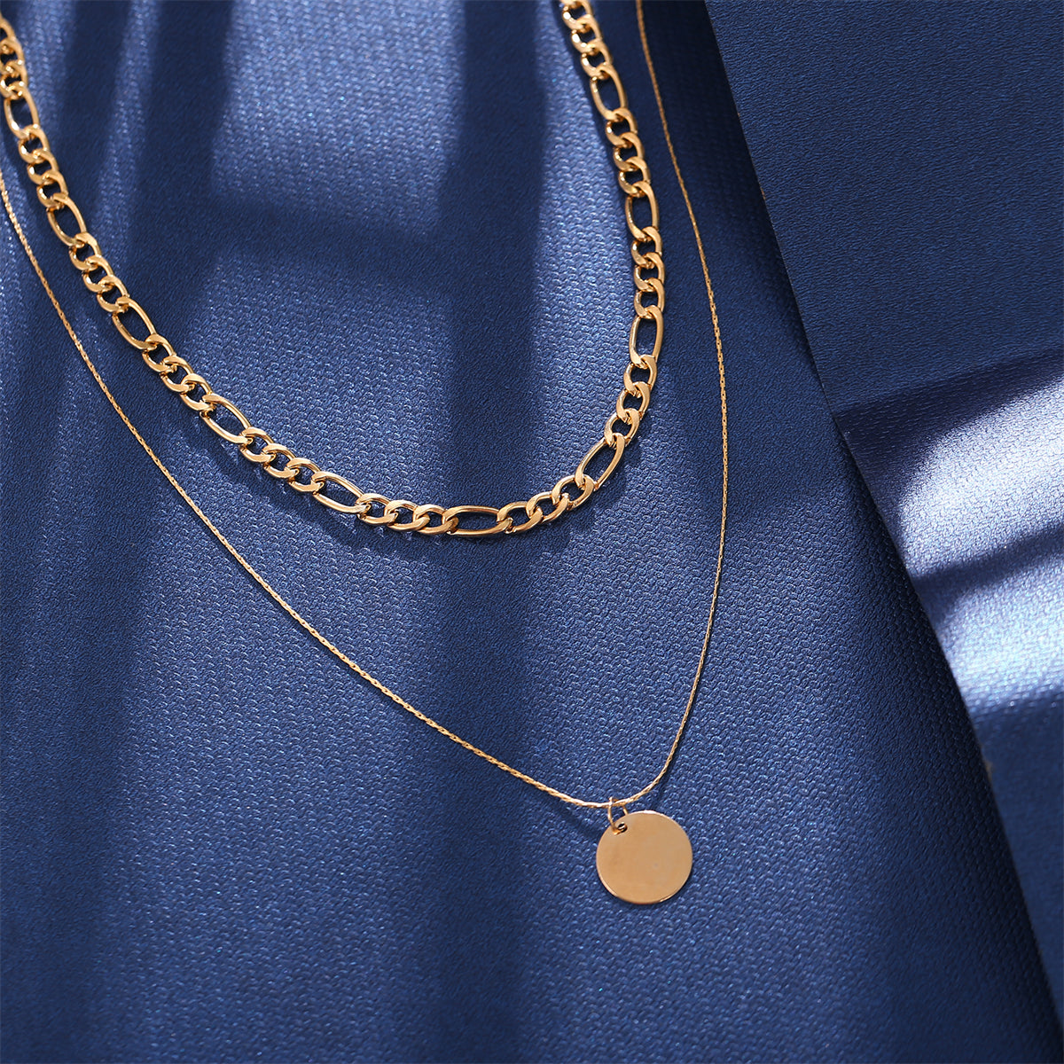 18K Gold-Plated Coin Layered Pendant Necklace