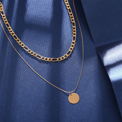 18K Gold-Plated Coin Layered Pendant Necklace, gold pendant necklace for women, dainty minimalist design, lifestyle look
