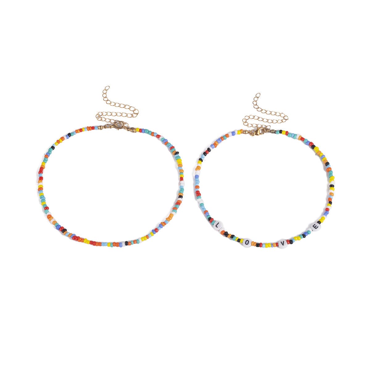 Jewel-Tone Howlite & 18K Gold-Plated 'Love' Beaded Layered Choker Necklace
