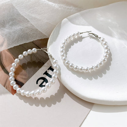 Pearl and Silver-Plated Hoop Earrings, botanical inspired, lifestyle look