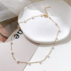 Pearl & 18K Gold-Plated Station Necklace