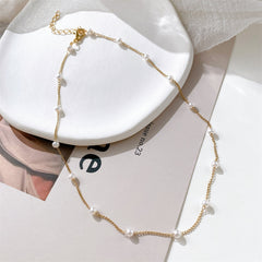 Pearl & 18K Gold-Plated Station Necklace