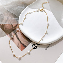Pearl & 18K Gold-Plated Station Necklace