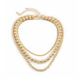 18k Gold-Plated Bead & Snake Chain Necklace Set