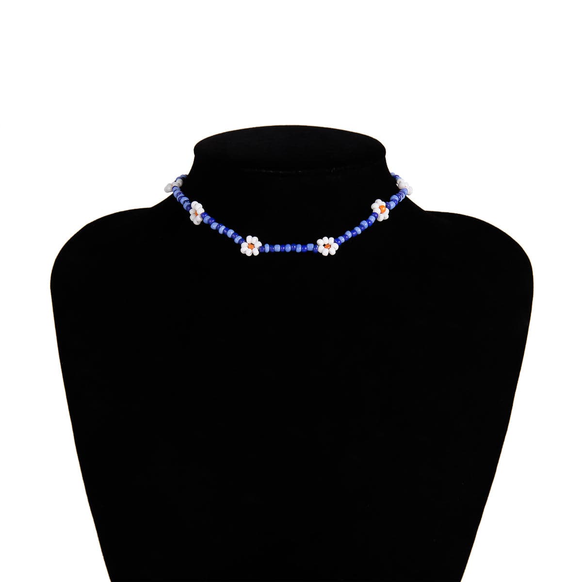 Blue Howlite and 18K Gold-Plated Floral Station Choker Necklace, gold pendant necklace for women, styled look