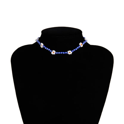 Blue Howlite and 18K Gold-Plated Floral Station Choker Necklace, gold pendant necklace for women, styled look