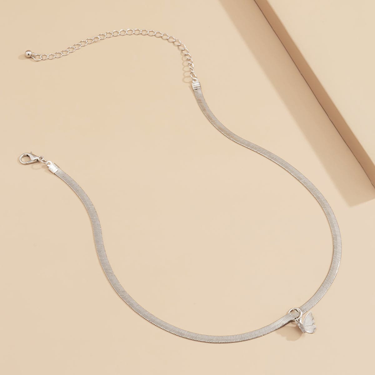 Silver-Plated Butterfly Snake Chain Choker
