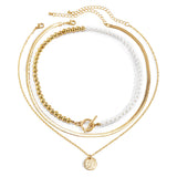 Pearl & Goldtone Toggle Necklace Set
