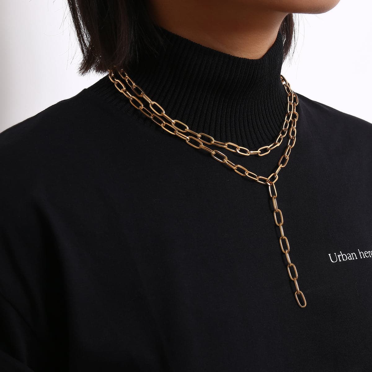 18K Gold-Plated Chain Layered Lariat Necklace