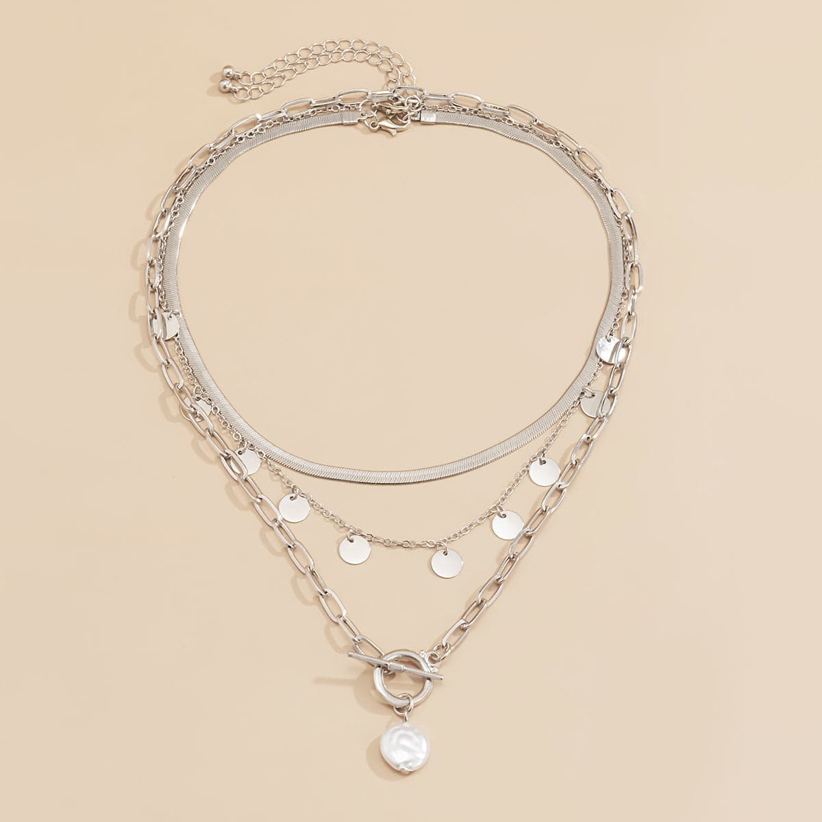 Pearl and Silver-Plated Toggle Pendant Necklace Set, jewelry gift sets for women, everyday style, lifestyle look