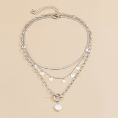Pearl & Silver-Plated Toggle Pendant Necklace Set