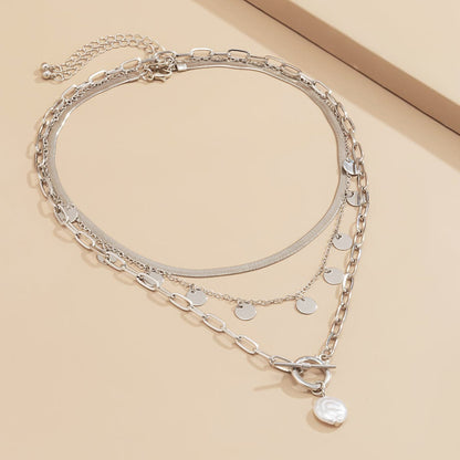 Pearl and Silver-Plated Toggle Pendant Necklace Set, jewelry gift sets for women, everyday style, styled look