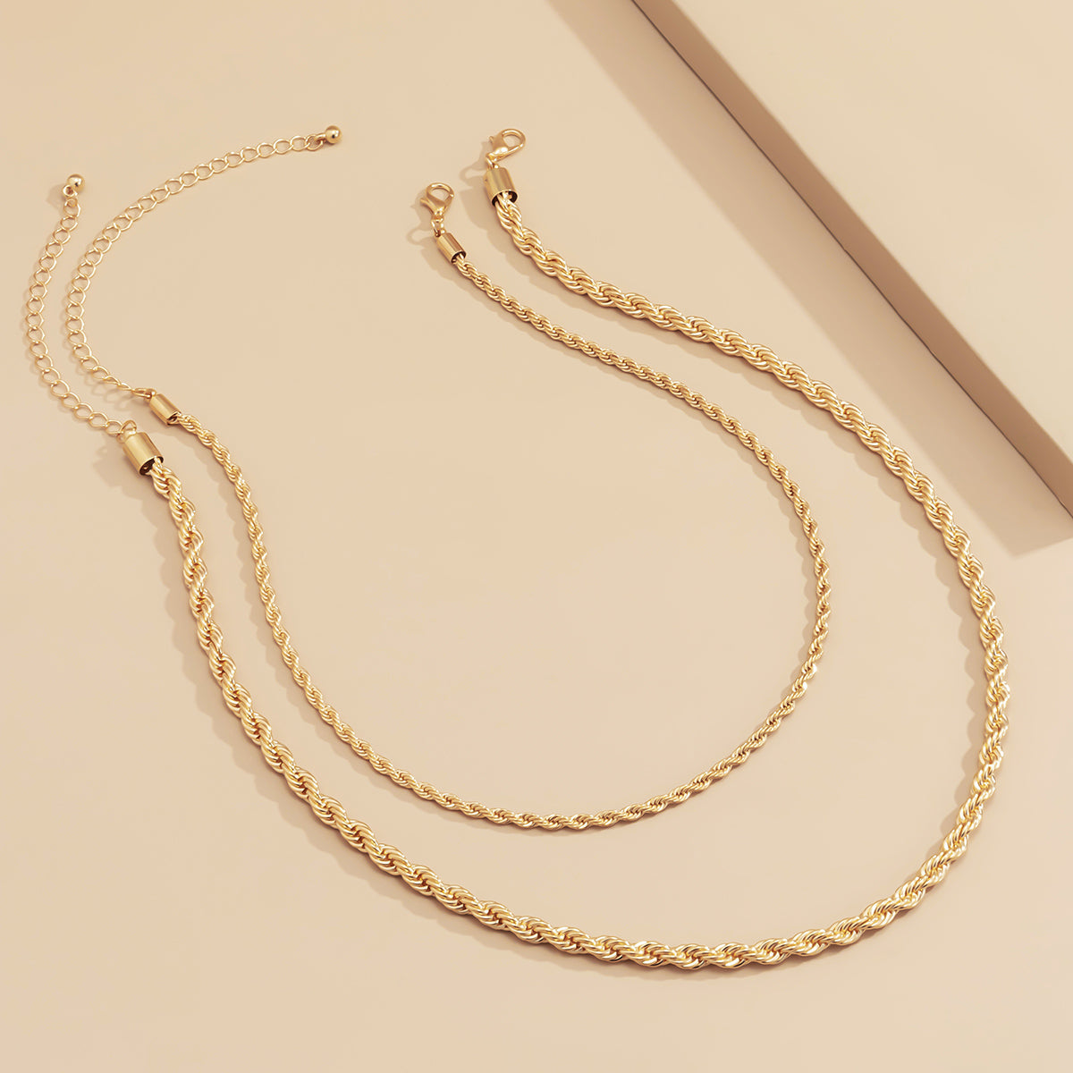 18K Gold-Plated Layered Rope Chain Set