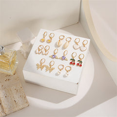Pearl & Crystal 18K Gold-Plated Butterfly Drop Earrings Set