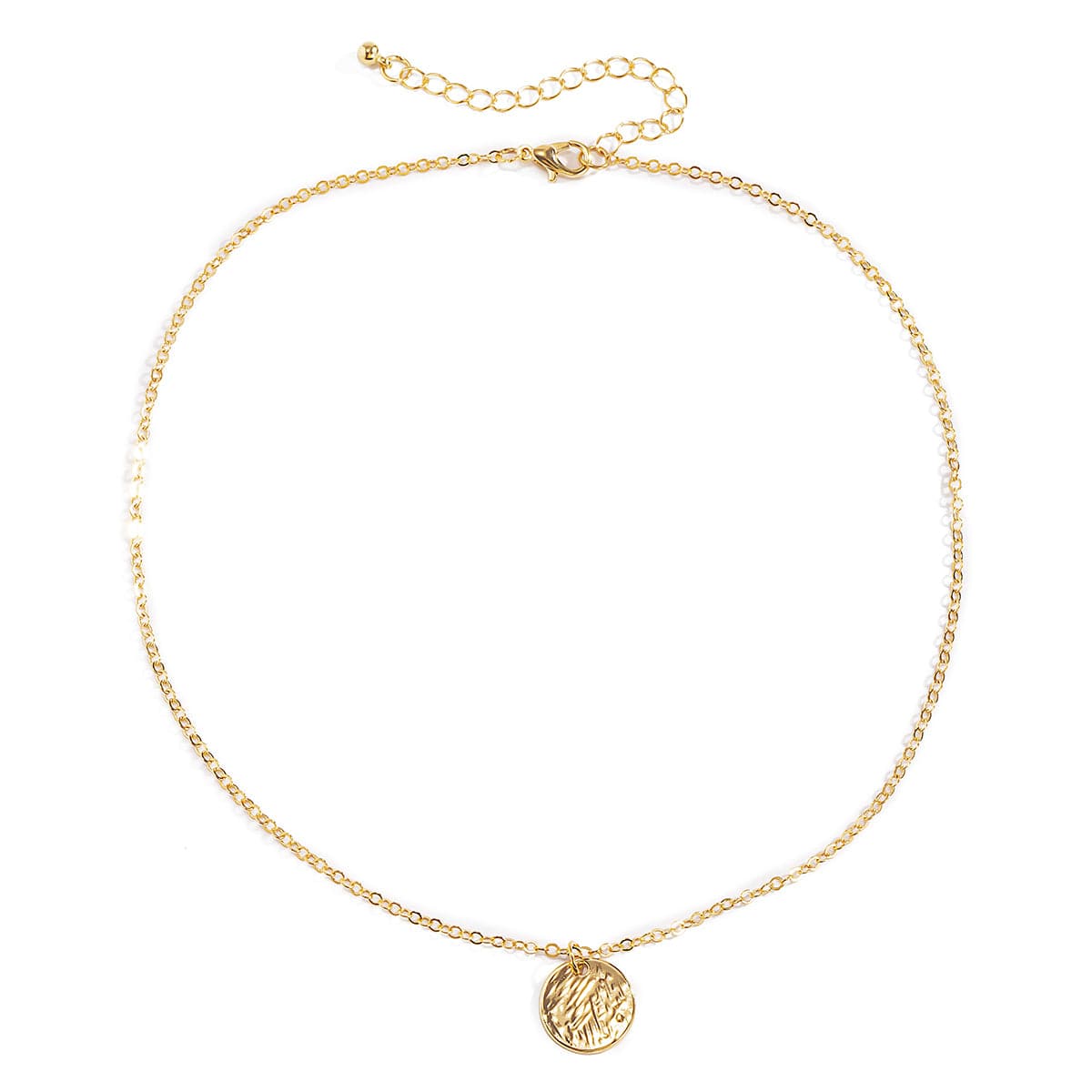 18K Gold-Plated Textured Circle Pendant Necklace, gold pendant necklace for women, elegant gift for her, lifestyle look