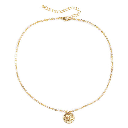 18K Gold-Plated Textured Circle Pendant Necklace, gold pendant necklace for women, elegant gift for her, lifestyle look