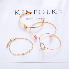 Cubic Zirconia & 18K Gold-Plated Arrow Bracelet Set