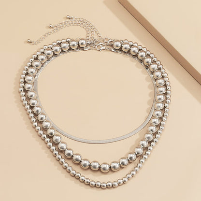 Silver-Plated Herringbone Chain Choker Necklace Set, jewelry gift sets for women, botanical inspired, styled look