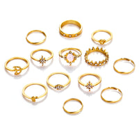 Cubic Zirconia & 18k Gold-Plated Celestial Ring Set