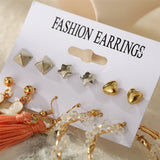 Coral & Goldtone Heart Butterfly Drop Earring Set
