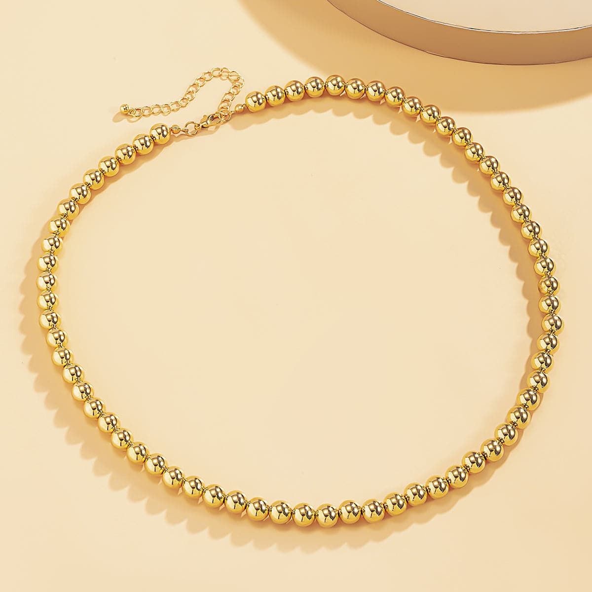 18K Gold-Plated Bead Chain Necklace, gold pendant necklace for women, elegant gift for her, detail close-up