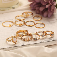 Cubic Zirconia & 18k Gold-Plated Celestial Ring Set