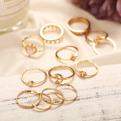 Cubic Zirconia & 18K Gold-Plated Celestial Ring Set