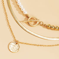 Pearl & Goldtone Toggle Necklace Set