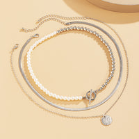 Pearl & Silver-Plated Toggle Necklace Set