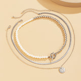 Pearl & Silver-Plated Toggle Necklace Set