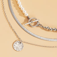 Pearl & Silver-Plated Toggle Necklace Set