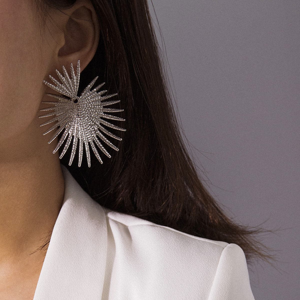 Silver-Plated Spiked Heart Drop Earrings